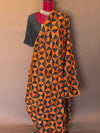 Orange and black phulkari duppatta
