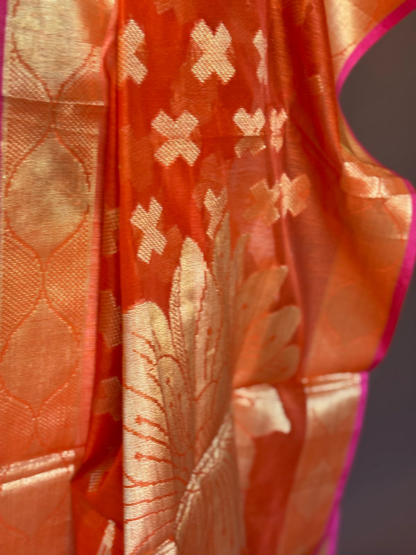 Orange silk duppatta