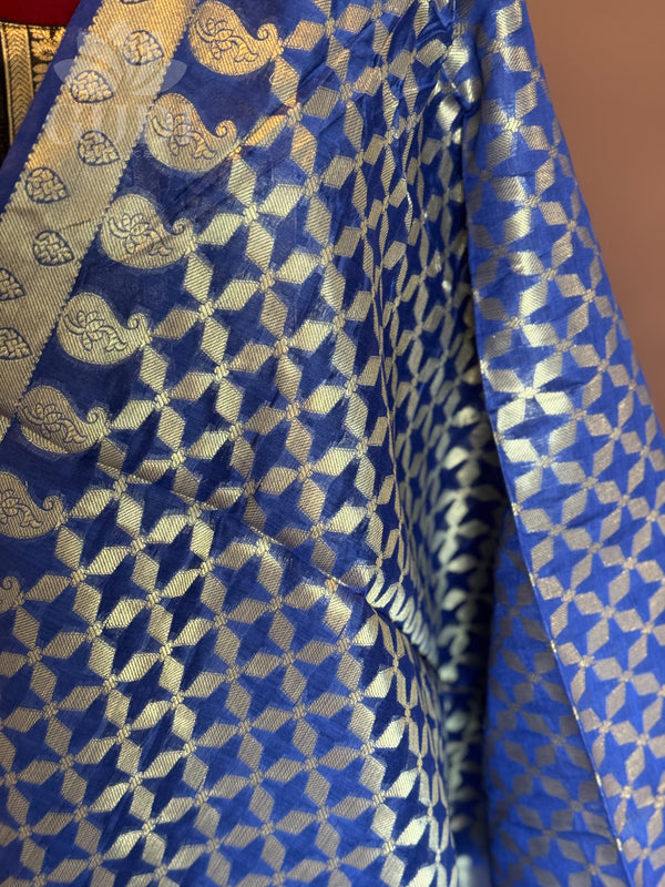 Blue silk duppatta