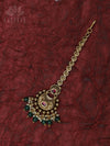 Maang Tikka - Antique with green beads