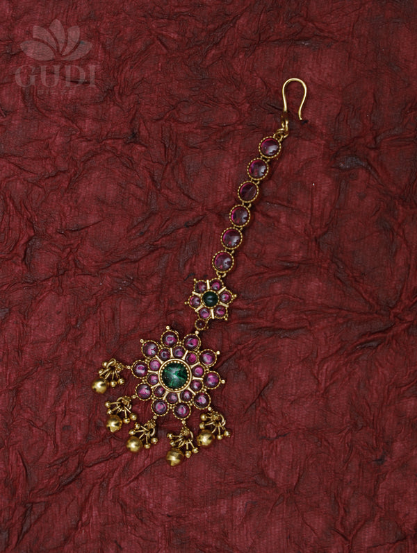 Maang Tikka - Antique with Kempu