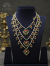 Green Jadau Necklace - Rani Haaram - 3 layered