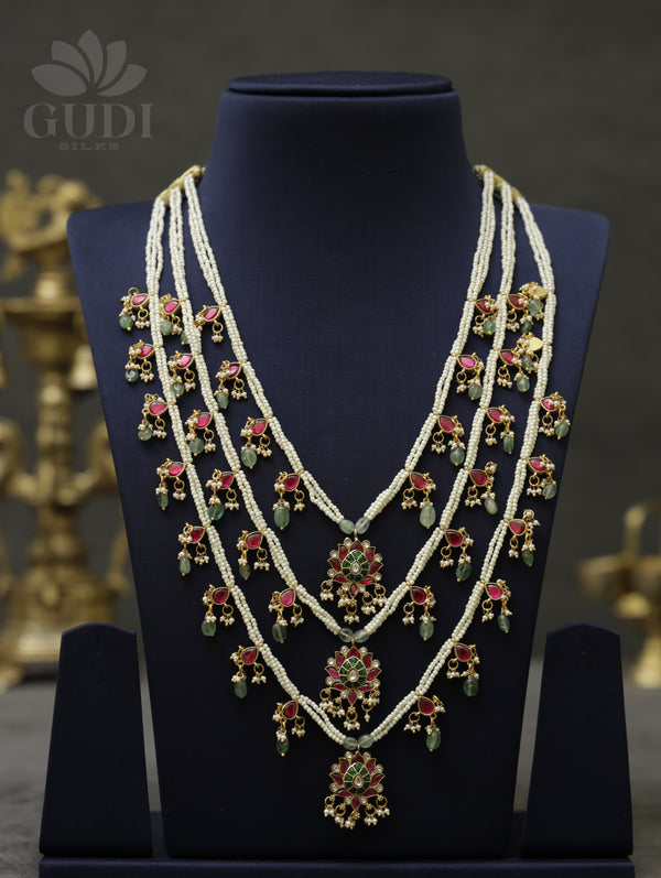 Jadau Necklace - Rani Haaram - 3 layered