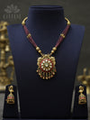 Jadau Necklace - Peacock- dark pink crystal beads