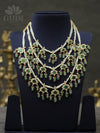 Green Jadau Necklace - Rani Haaram - 3 layered