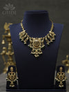 Antique Lakshmi set with green bead and pearl danglers