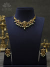 Antique Lakshmi set with green bead and pearl danglers