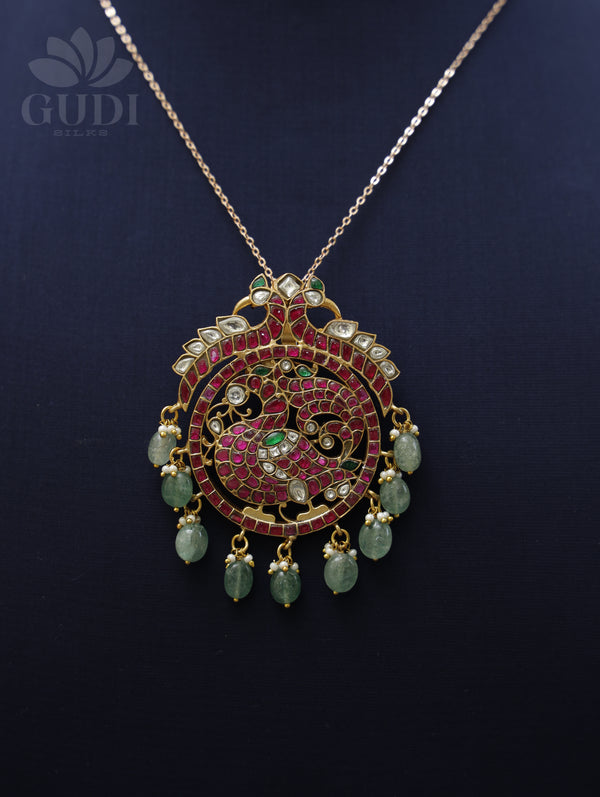 Jadau pendant - Peacock