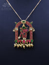 Jadau pendant - Krishna with arch frame and pearl drops'