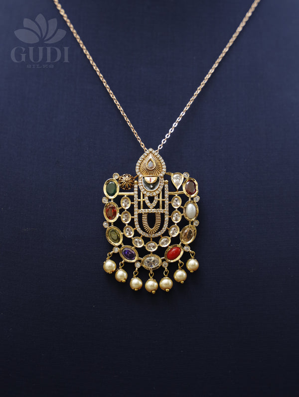 Navaratna Tirupati Balaji pendant -  A divine symphony of nine gems
