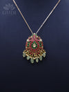Jadau pendant - Peacock teardrop design