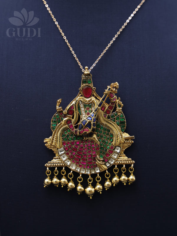 Jadau pendant - Saraswati