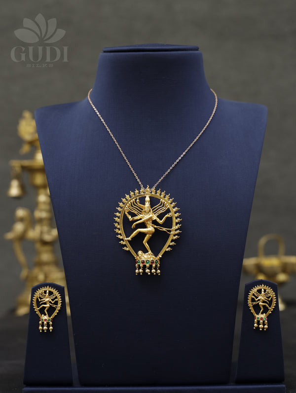 Antique pendant with earrings- Nataraja