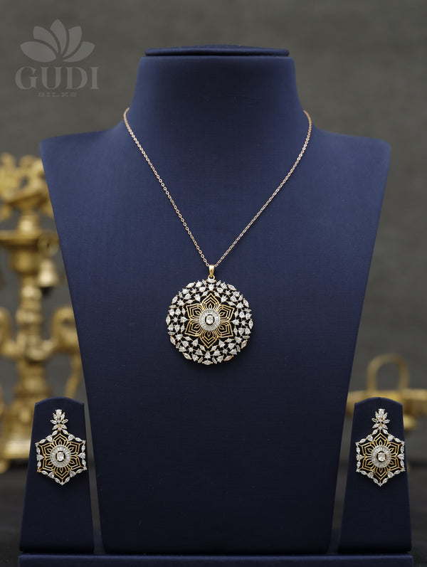 Cubic Zirconia pendant with earrings