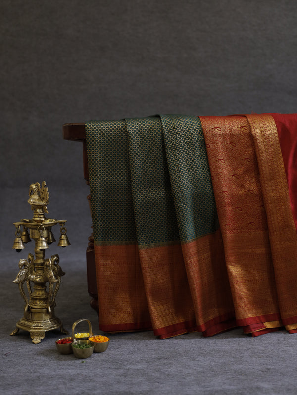 Banarasi soft silk - Bottle green