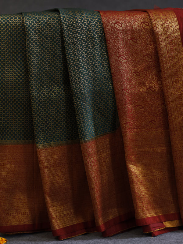 Banarasi soft silk - Bottle green