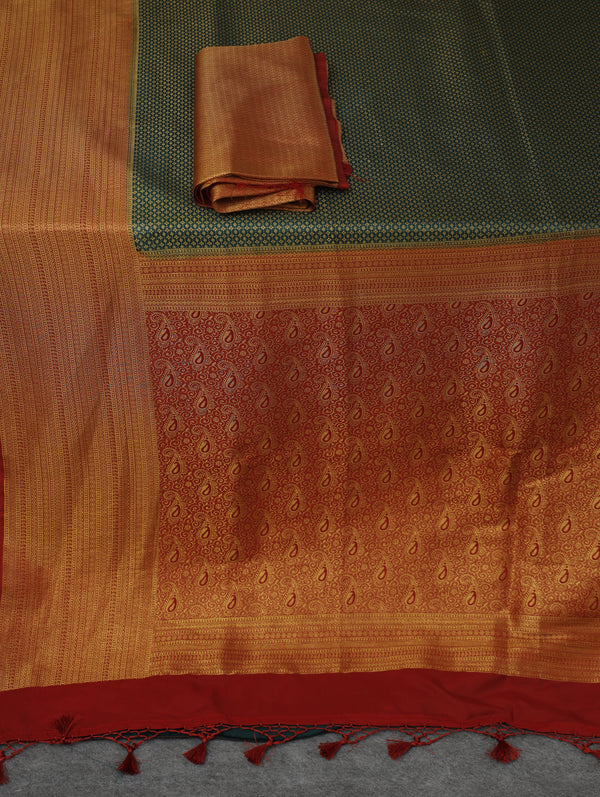 Banarasi soft silk - Bottle green