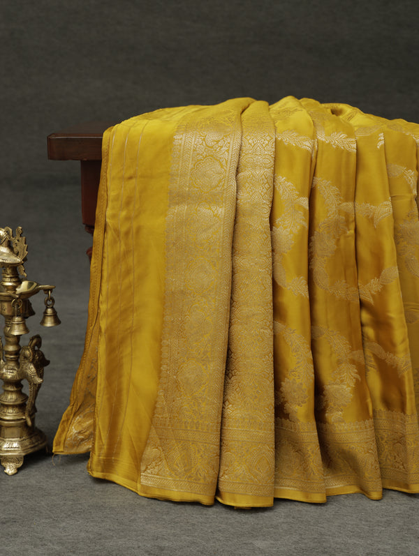 Banarasi Satin silk saree - yellow