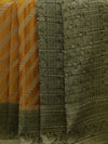 Banarasi chiffon georgette saree -Mustard yellow with olive