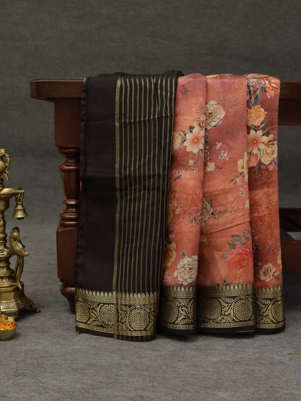 Banarasi dupion printed crepe silk saree