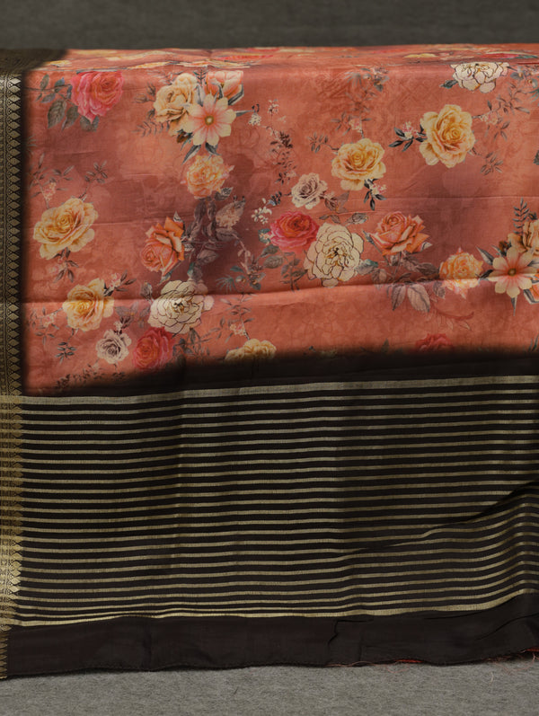 Banarasi dupion printed crepe silk saree