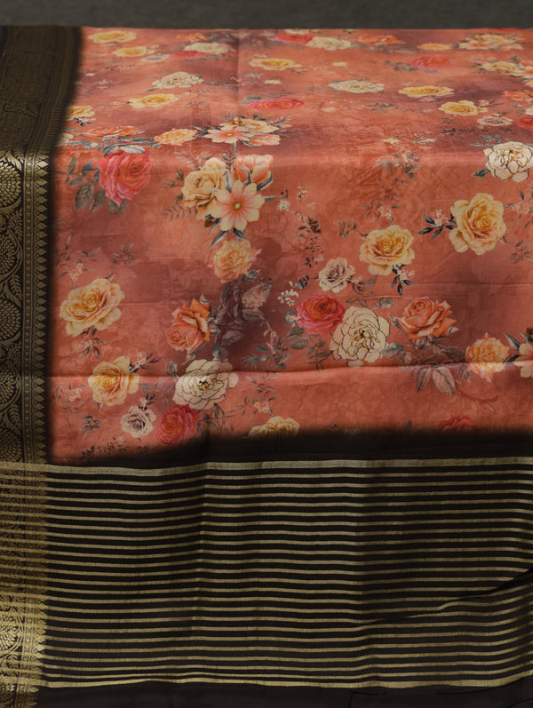 Banarasi dupion printed crepe silk saree