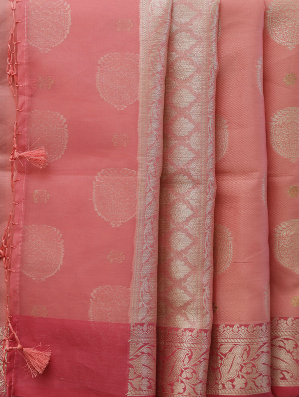 Banarasi organza tissue saree - pink