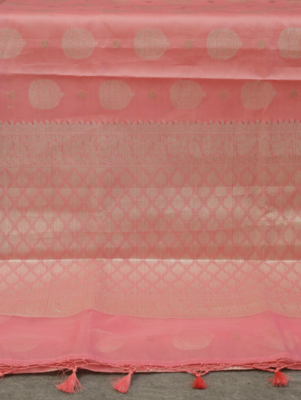 Banarasi organza tissue saree - pink
