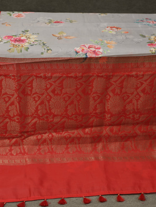 Banarasi butter tissue silk saree - grey