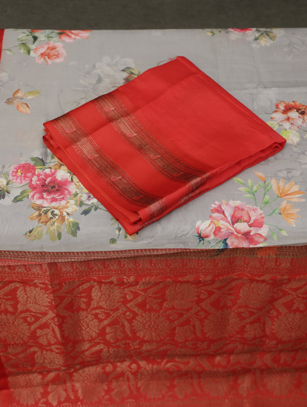 Banarasi butter tissue silk saree - grey