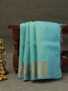 Banarasi Tanchoi organza saree - Turquoise Blue