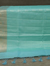 Banarasi Tanchoi organza saree - Turquoise Blue