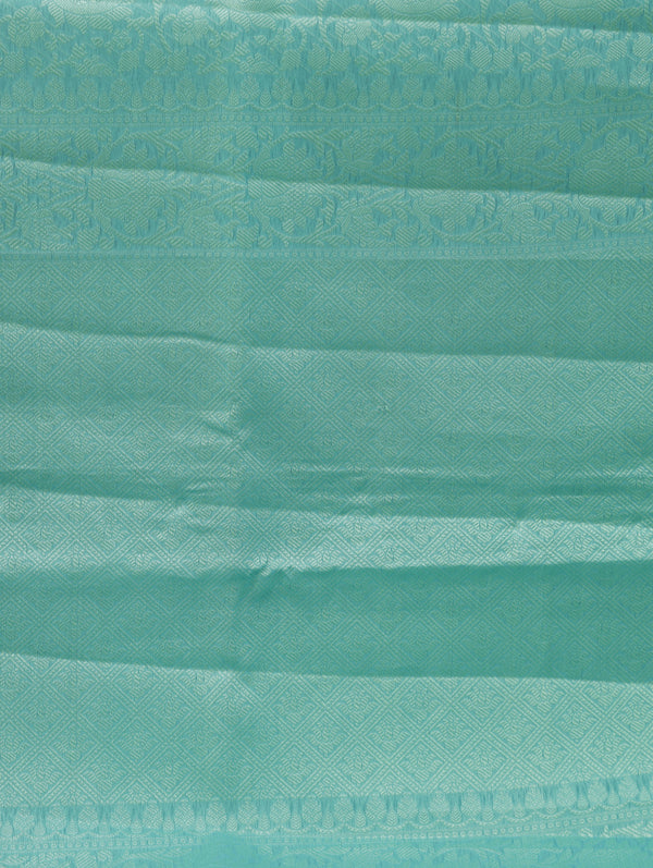 Banarasi Tanchoi organza saree - Turquoise Blue