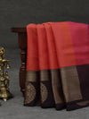 Banarasi Tanchoi organza saree  - Orange with coffee brown