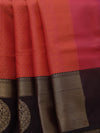 Banarasi Tanchoi organza saree  - Orange with coffee brown