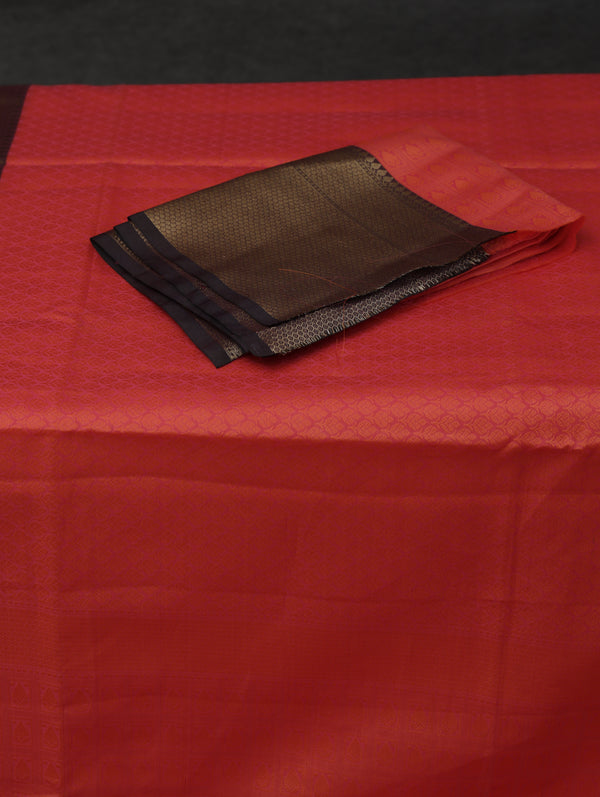 Banarasi Tanchoi organza saree  - Orange with coffee brown