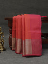 Banarasi Tanchoi organza saree - Pinkish Orange