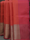 Banarasi Tanchoi organza saree - Pinkish Orange