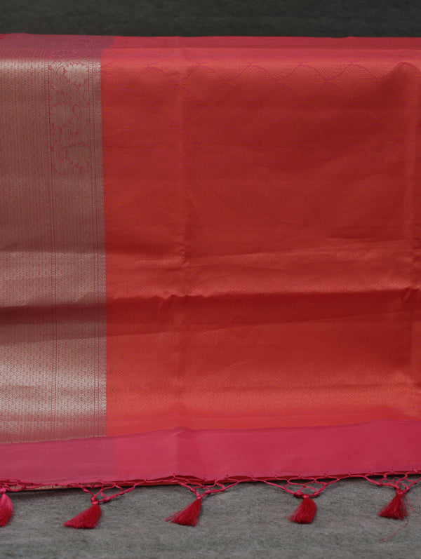 Banarasi Tanchoi organza saree - Pinkish Orange