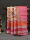 Banarasi butter tissue silk saree - peach with pink