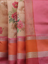Banarasi butter tissue silk saree - peach with pink