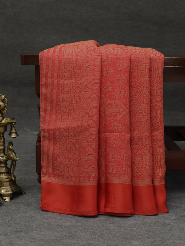 Banarasi Kota saree - Vermillion red