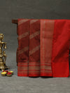 Banarasi silk saree -Rust red with stripes