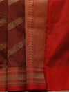 Banarasi silk saree -Rust red with stripes