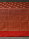Banarasi silk saree -Rust red with stripes