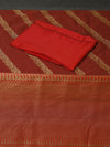 Banarasi silk saree -Rust red with stripes