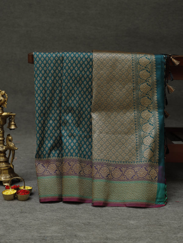 Banarasi silk saree -Emarald green