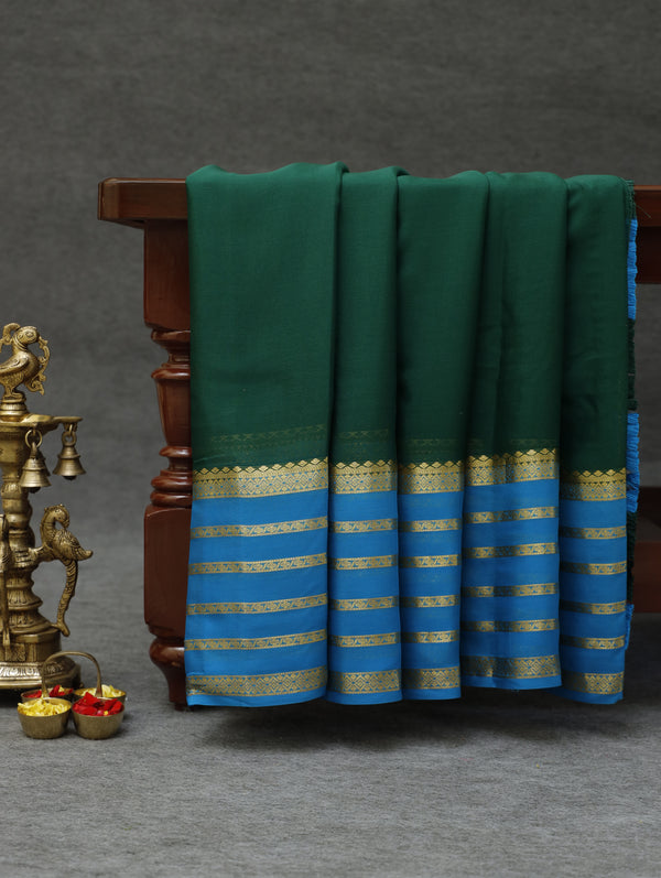 Mysore silk saree - Green with blue