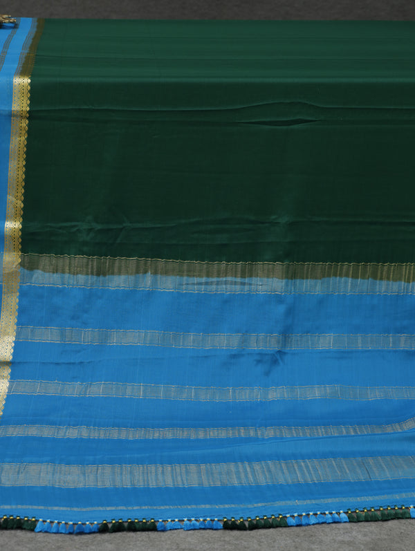 Mysore silk saree - Green with blue