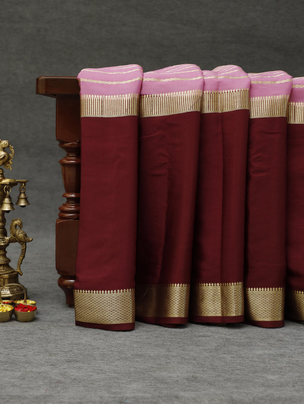 Mysore silk saree - Pink with maroon